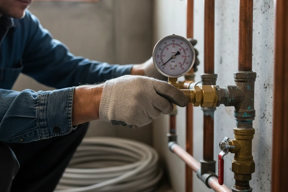 Pressure testing a repaired line during Water Line Repair in Dysart